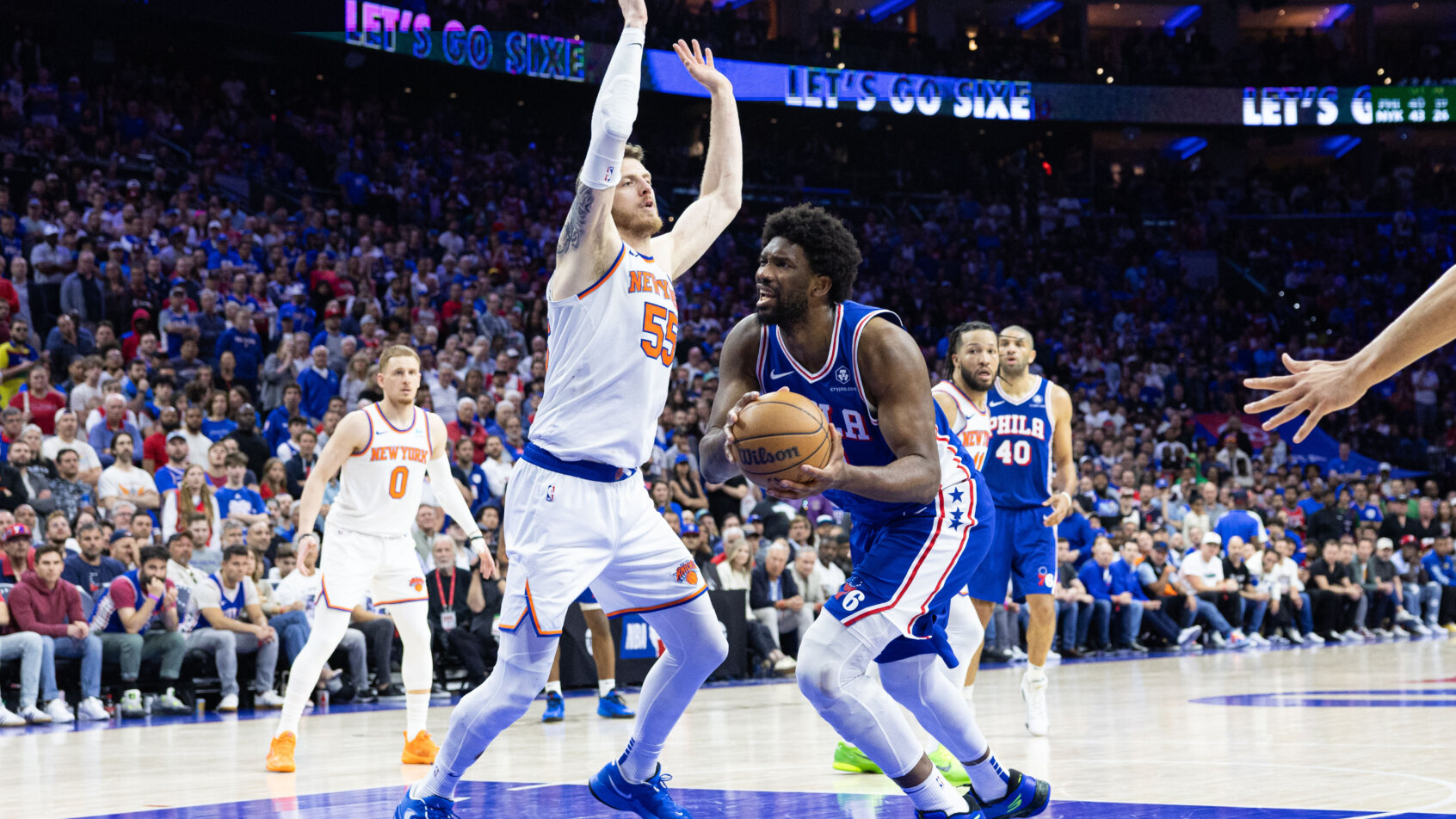 Knicks player during NBA game action