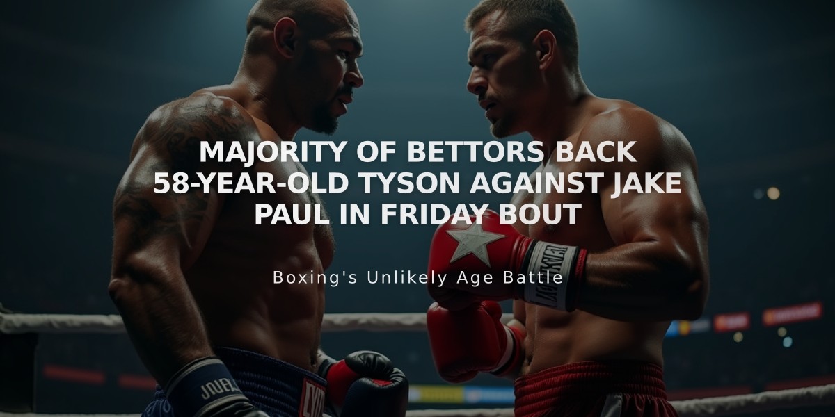 Majority of Bettors Back 58-Year-Old Tyson Against Jake Paul in Friday Bout