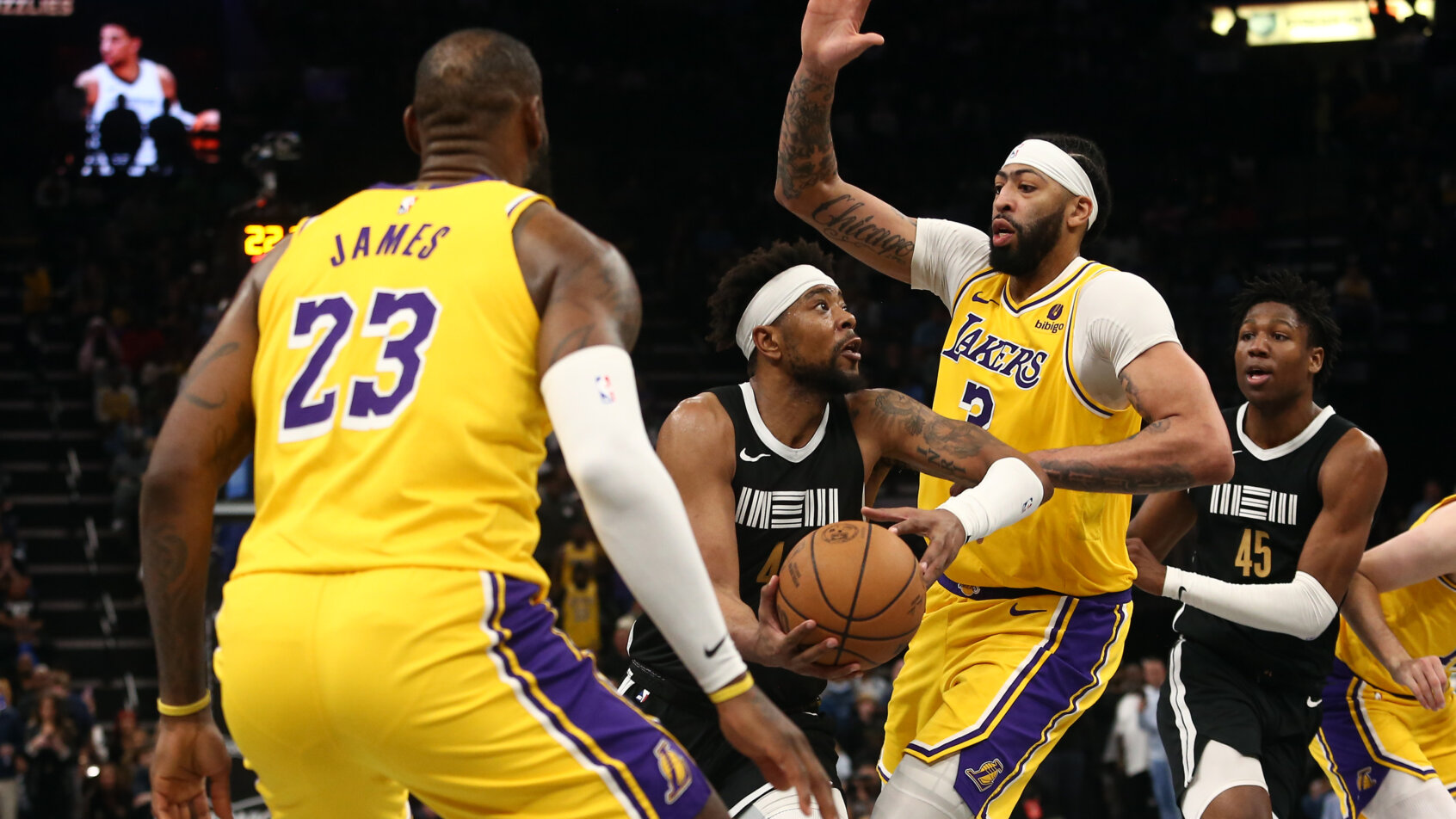 Basketball player in Lakers uniform