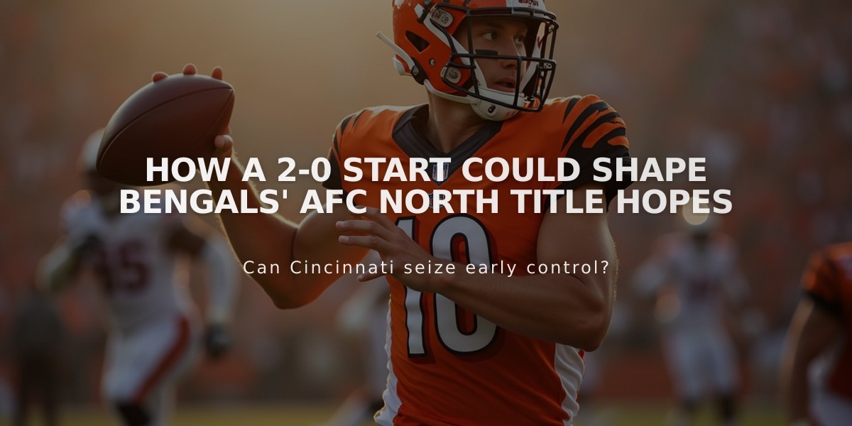 How a 2-0 Start Could Shape Bengals' AFC North Title Hopes