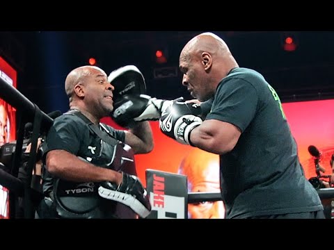 Tyson training on punching bag