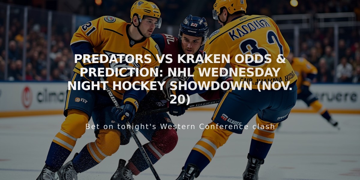 Predators vs Kraken Odds & Prediction: NHL Wednesday Night Hockey Showdown (Nov. 20)