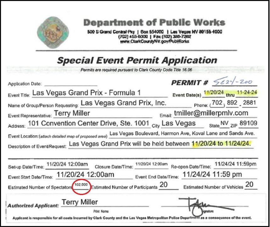 Las Vegas permit application document