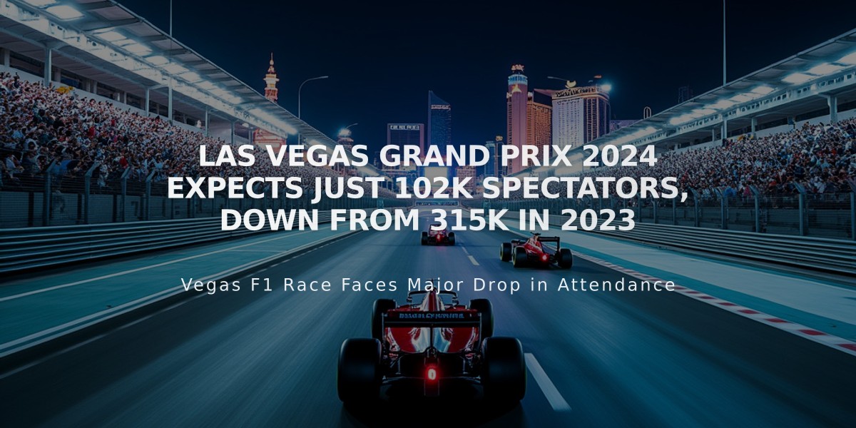 Las Vegas Grand Prix 2024 Expects Just 102K Spectators, Down From 315K in 2023