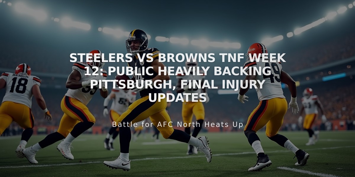 Steelers vs Browns TNF Week 12: Public Heavily Backing Pittsburgh, Final Injury Updates