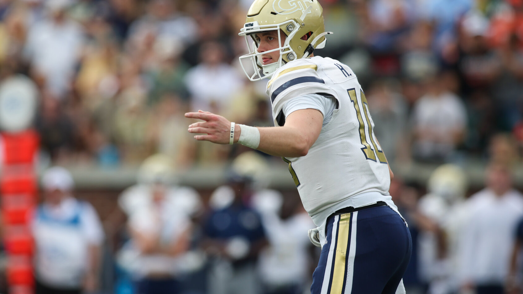 QB throws football during game