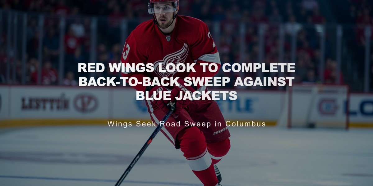 Red Wings Look to Complete Back-to-Back Sweep Against Blue Jackets