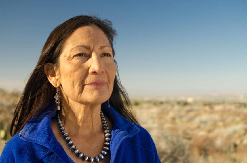 Secretary Deb Haaland speaking publicly