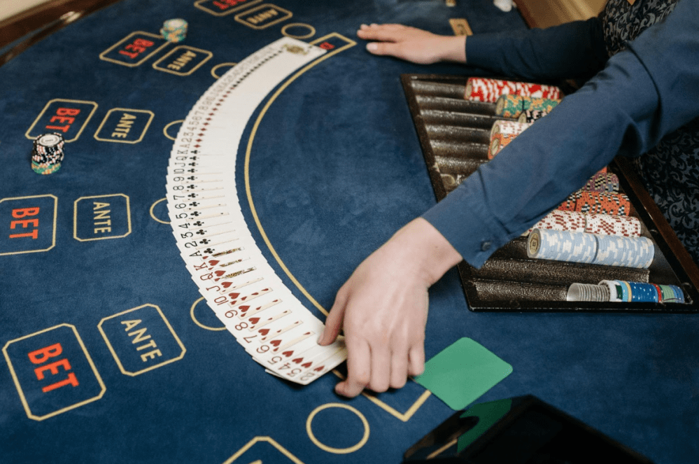 Poker player at gaming table