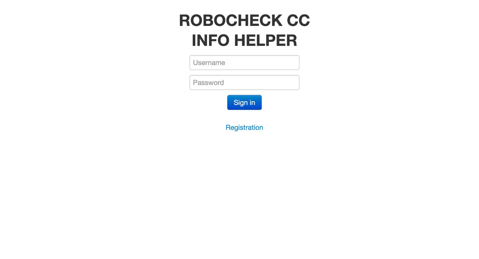 Login screen with credentials form