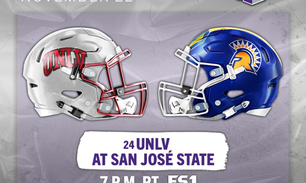 UNLV vs SJSU football helmets facing