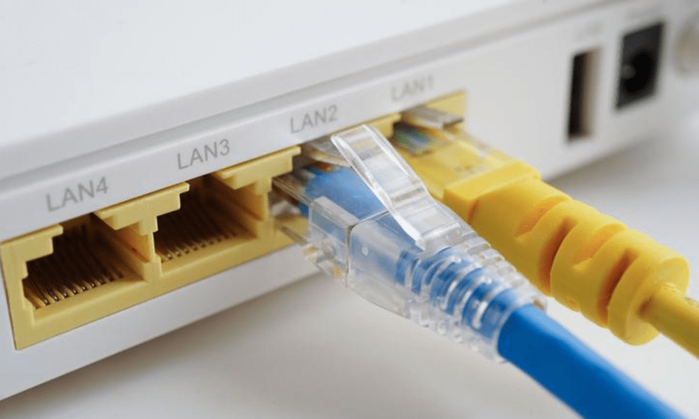 Ethernet cable plugged into router