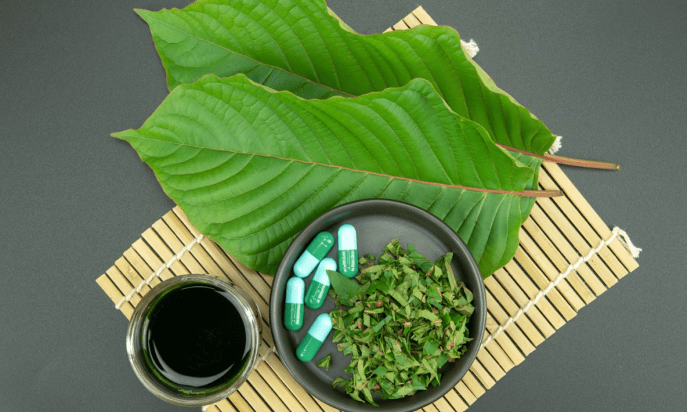 Green leaves with pills on bamboo