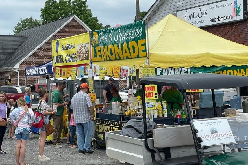 Festival food stand serving Asian cuisine