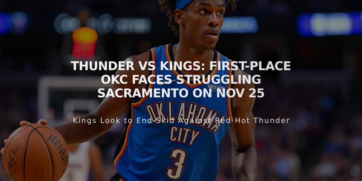 Thunder vs Kings: First-Place OKC Faces Struggling Sacramento on Nov 25