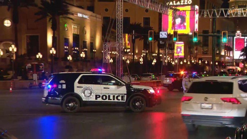 Police cars at Las Vegas intersection