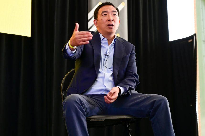 Andrew Yang in blue suit