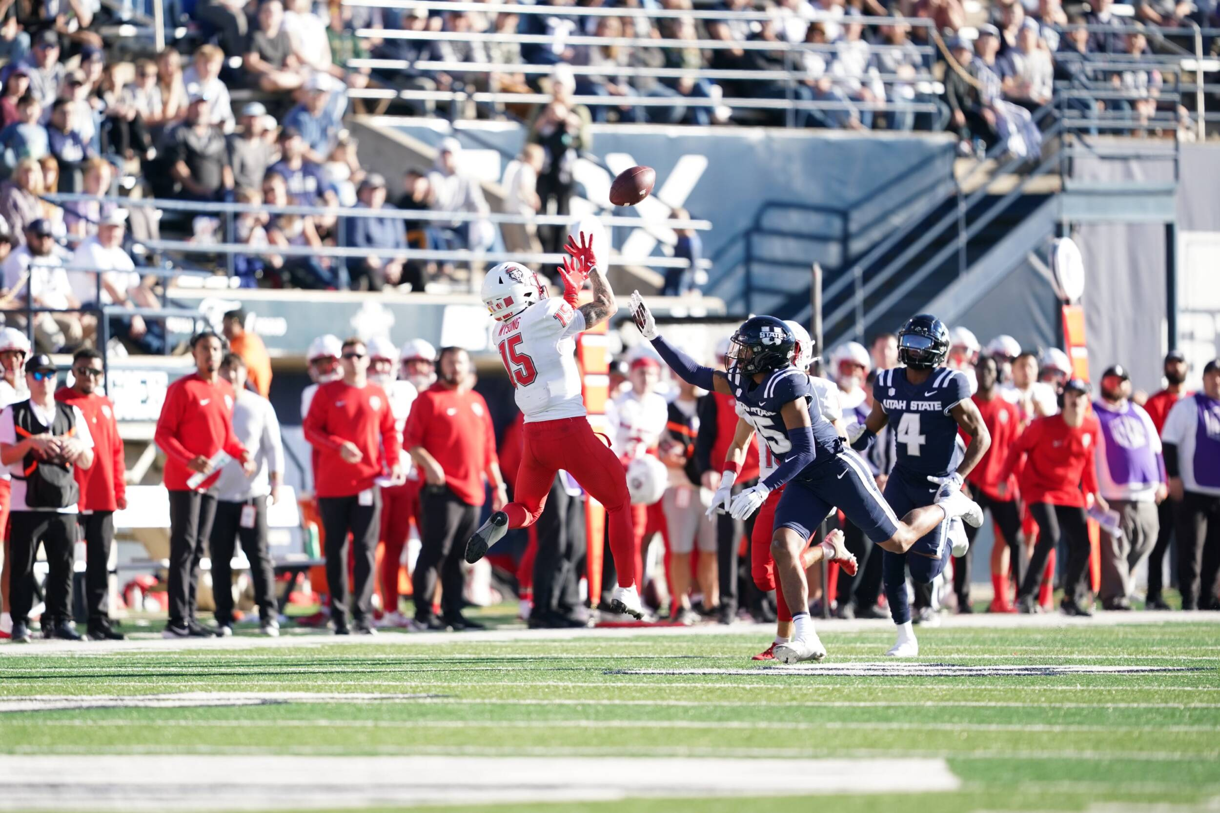 Player catches ball mid-leap