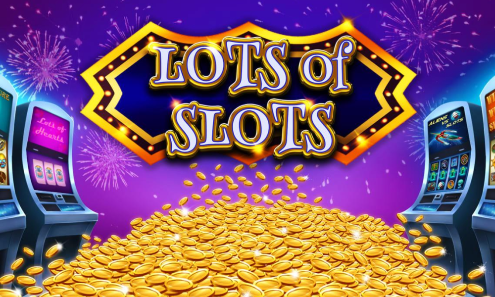 Slot machines with gold coins backdrop