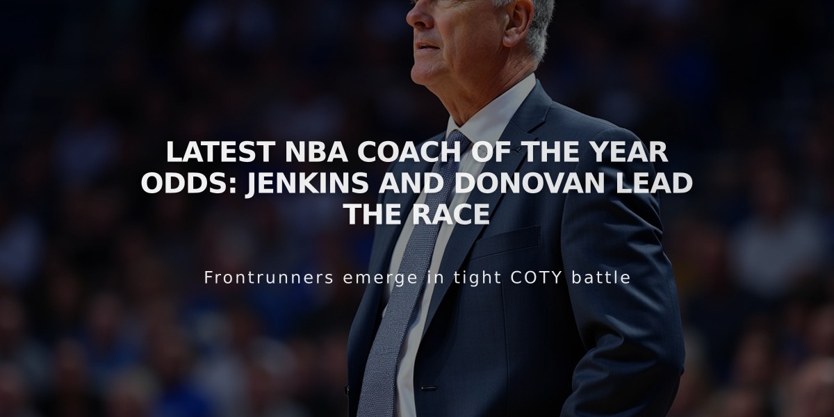 Latest NBA Coach of the Year Odds: Jenkins and Donovan Lead the Race