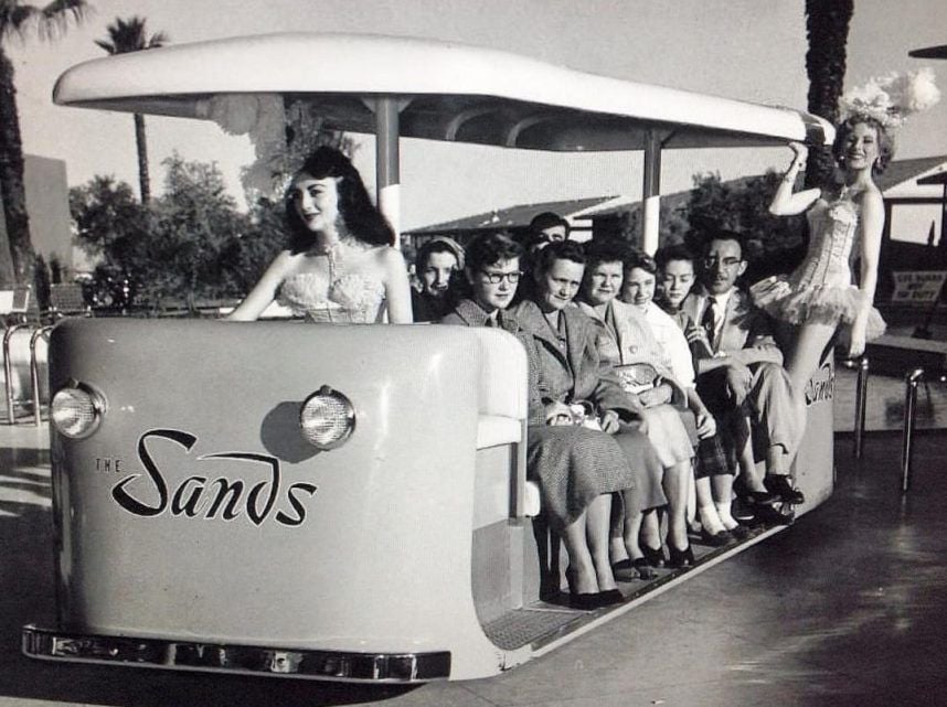 Showgirls riding Las Vegas Sands tram