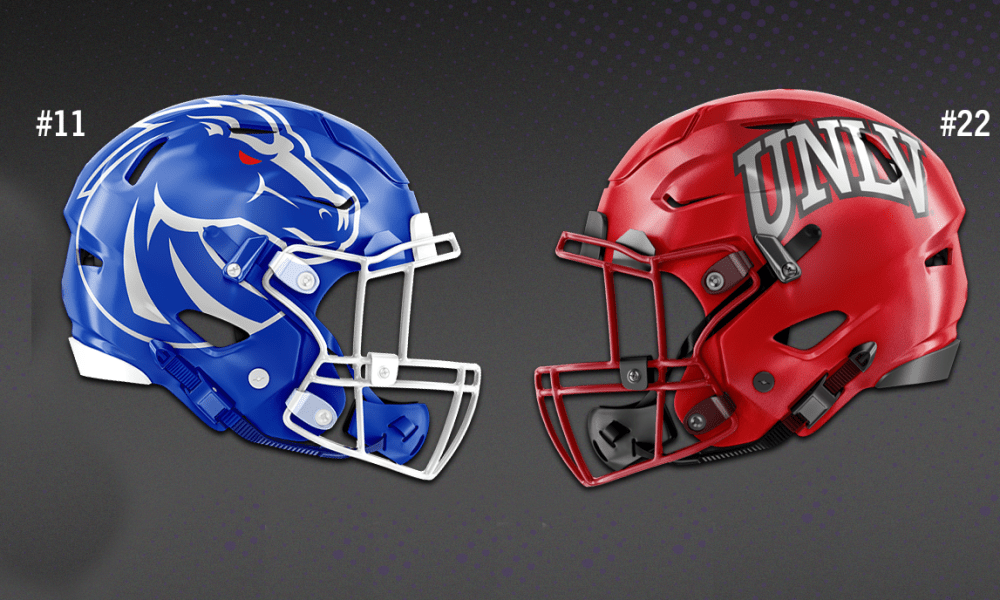 Football helmets: Boise State vs UNLV