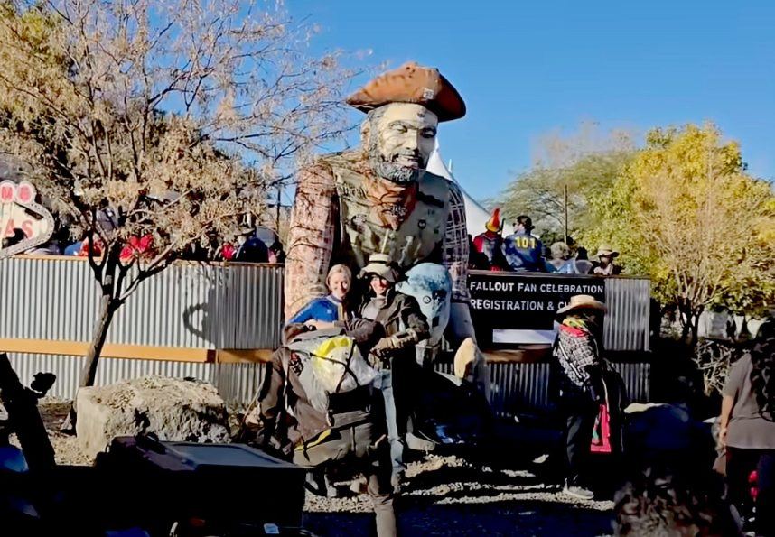 Pioneer statue against blue sky