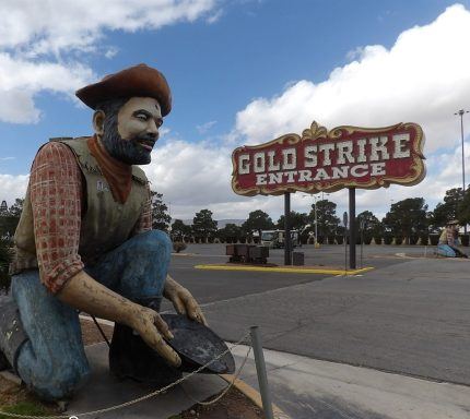 Gold Strike casino's miner statue