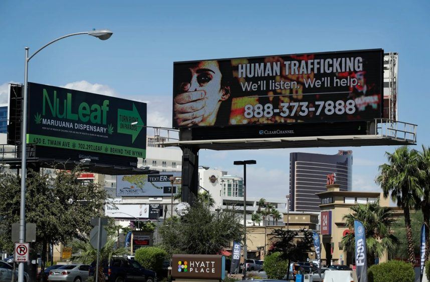 Anti-human trafficking billboard sign