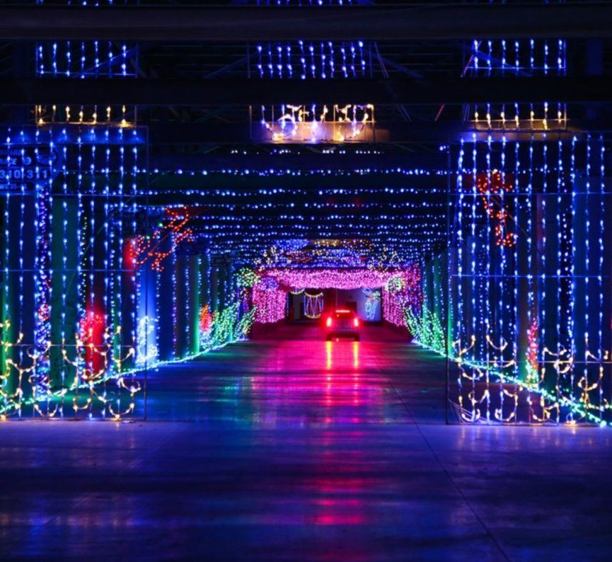 Holiday tunnel of glowing lights