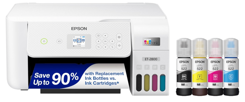 White Epson EcoTank printer