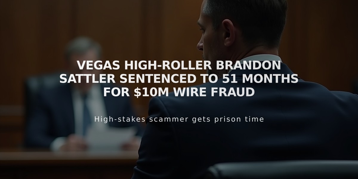 Vegas High-Roller Brandon Sattler Sentenced to 51 Months for $10M Wire Fraud