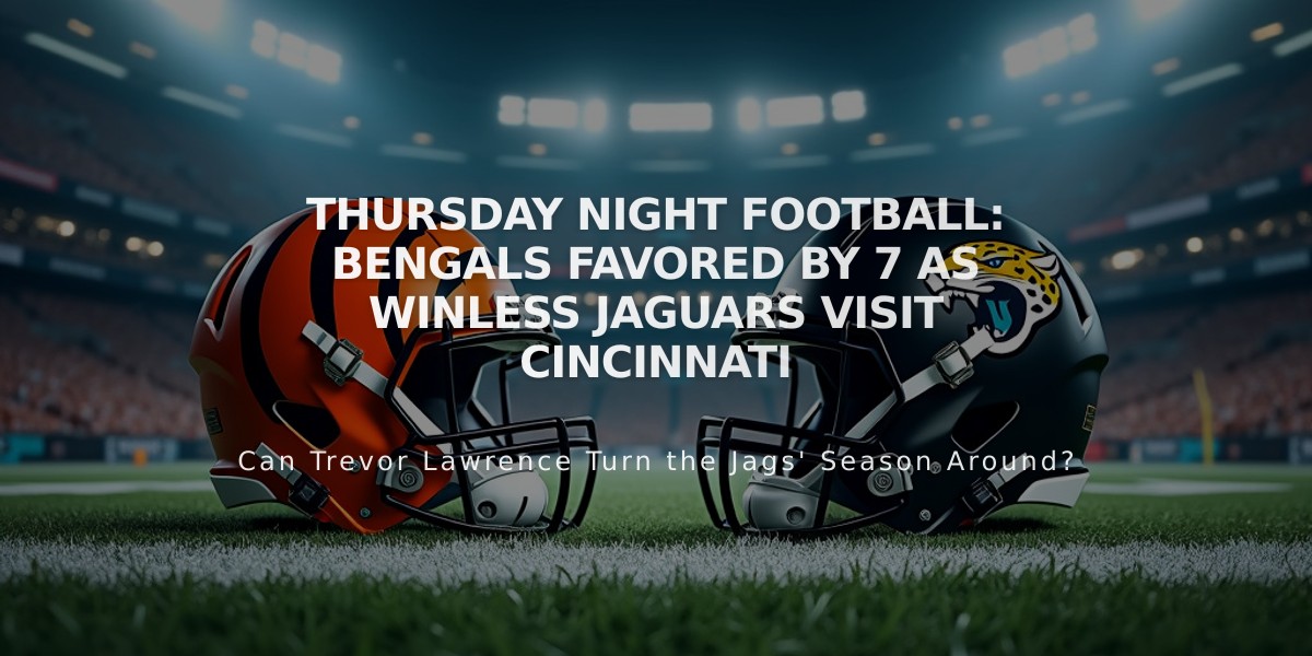 Thursday Night Football: Bengals Favored by 7 as Winless Jaguars Visit Cincinnati