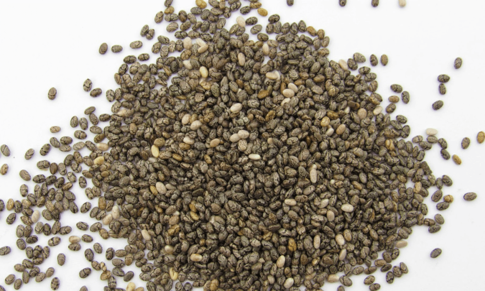 Chia seeds on white background