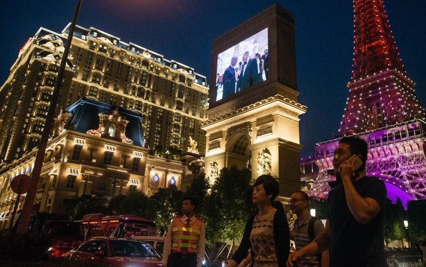 Paris Las Vegas casino at night