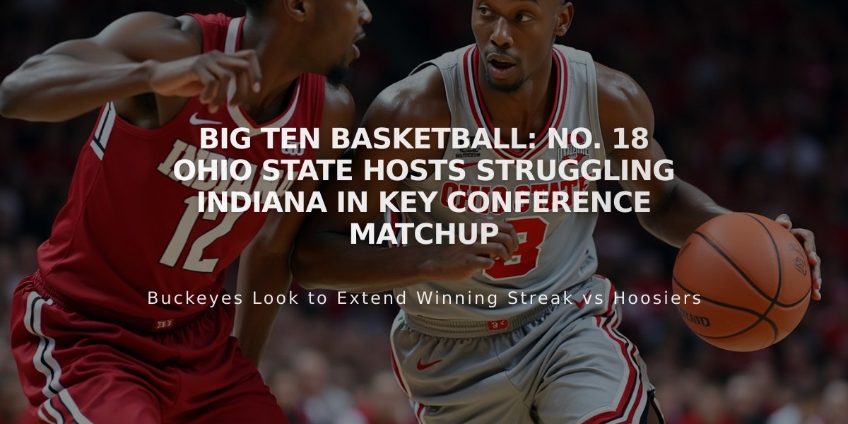 Big Ten Basketball: No. 18 Ohio State Hosts Struggling Indiana in Key Conference Matchup