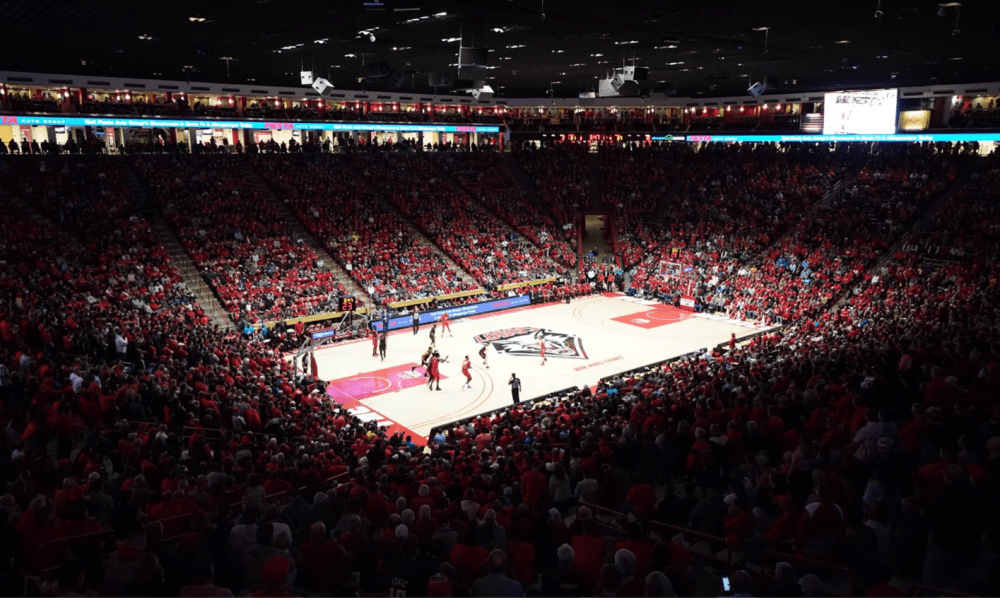 Basketball players on indoor court