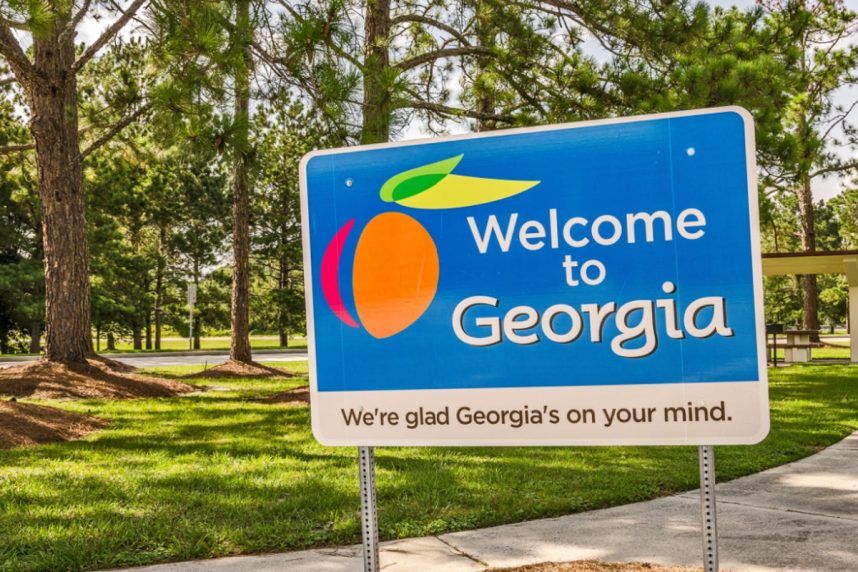 Georgia welcome sign along highway