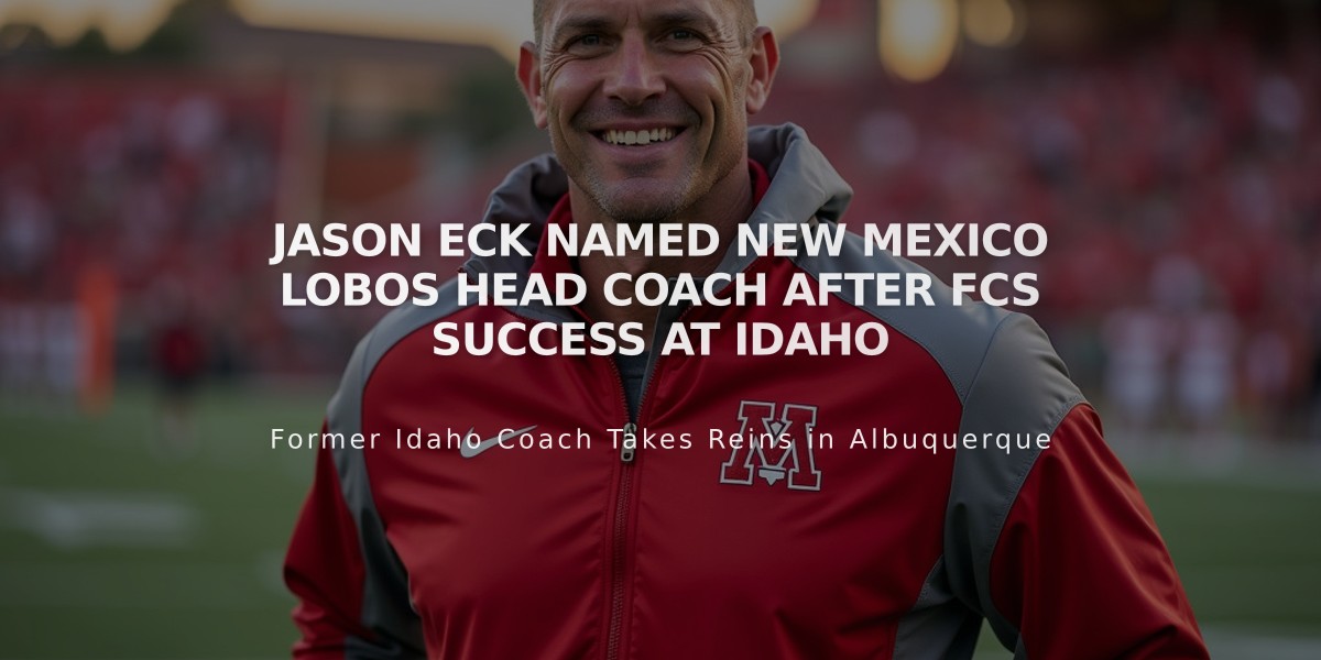 Jason Eck Named New Mexico Lobos Head Coach After FCS Success at Idaho