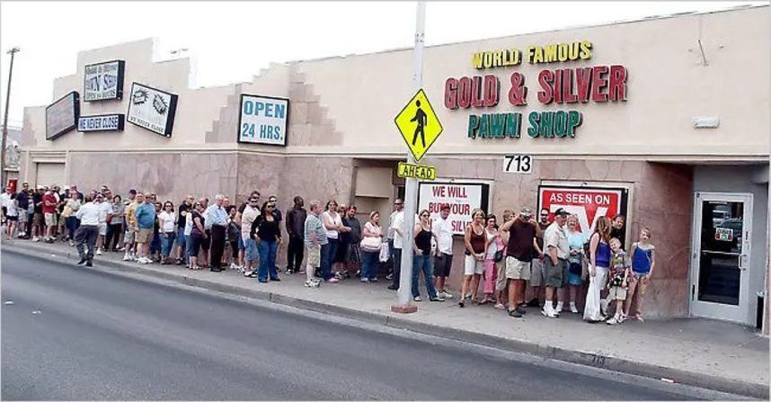 People queued outside pawn shop