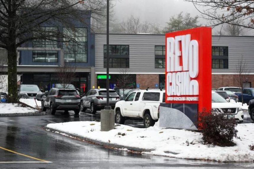 Snow-covered Revo Casino exterior