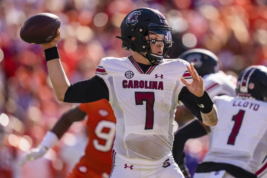 Football player in throwing stance