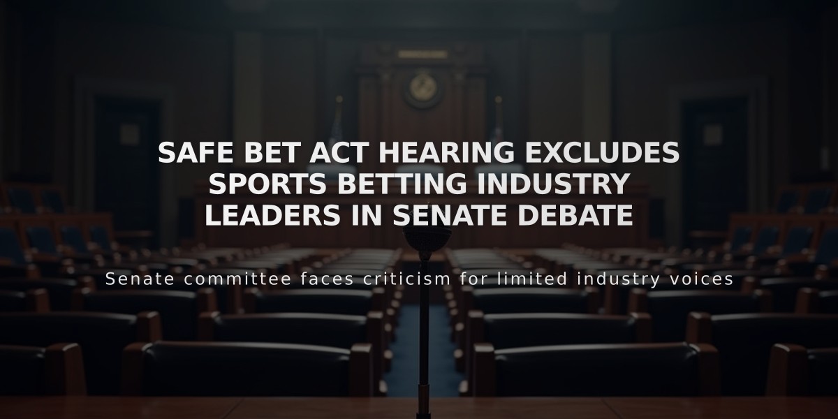 SAFE Bet Act Hearing Excludes Sports Betting Industry Leaders in Senate Debate