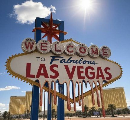 Melting Vegas sign in desert heat