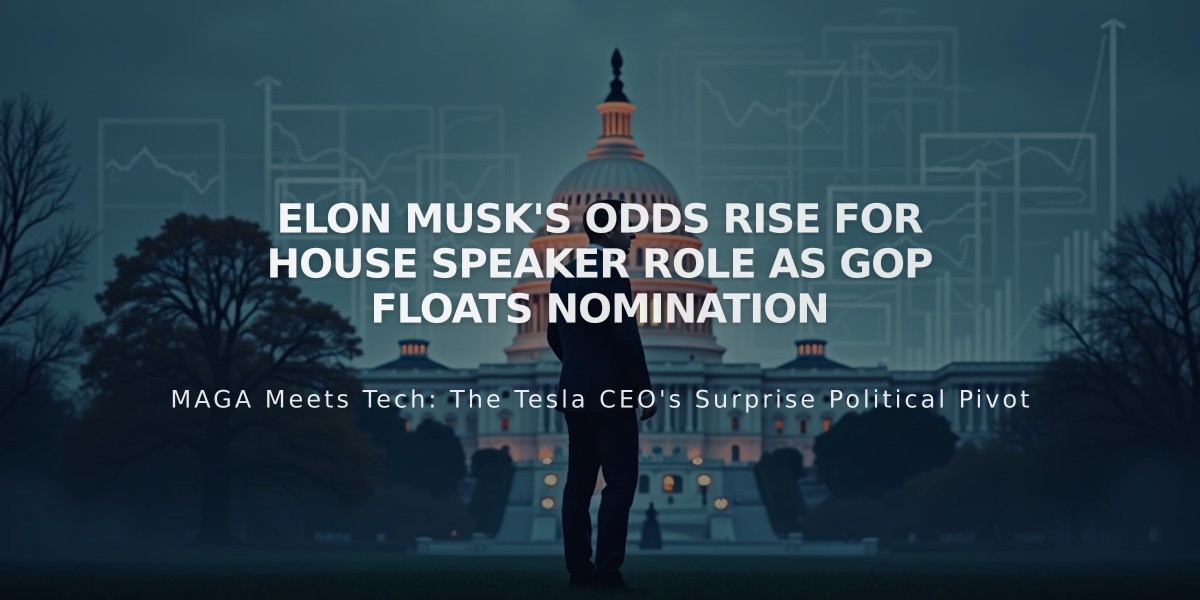 Elon Musk's Odds Rise for House Speaker Role as GOP Floats Nomination