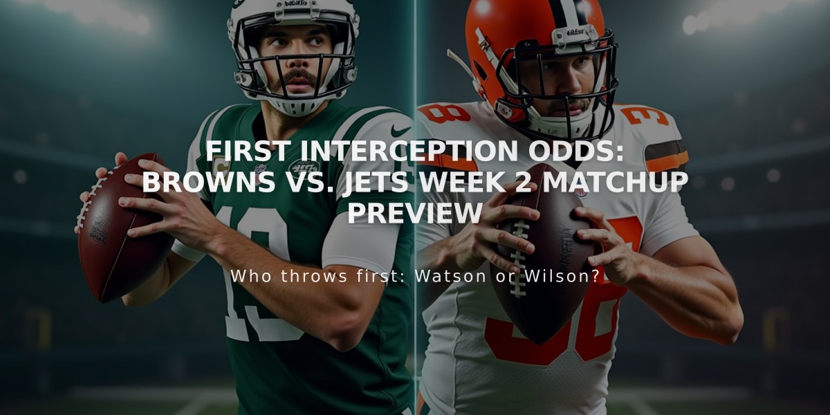 First Interception Odds: Browns vs. Jets Week 2 Matchup Preview