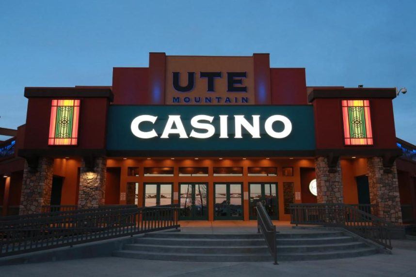 Ute Casino with illuminated exterior sign