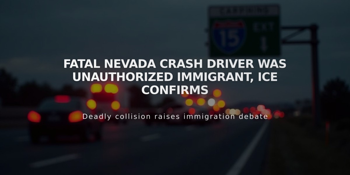 Fatal Nevada Crash Driver Was Unauthorized Immigrant, ICE Confirms