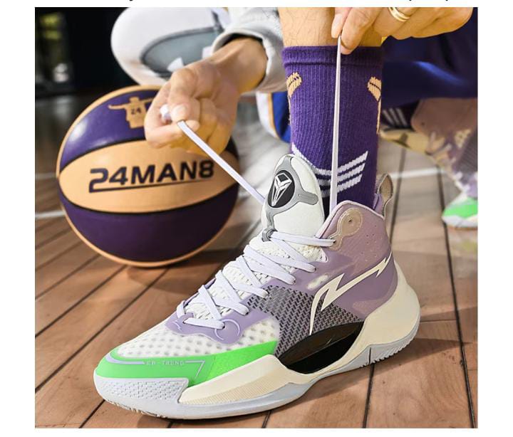 Athlete tying shoelaces before game