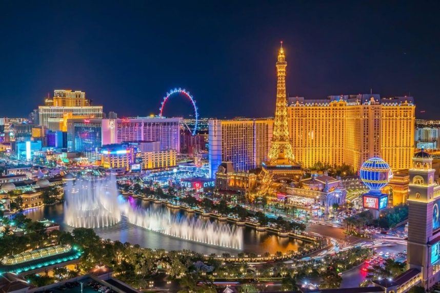 Vegas skyline lights at night